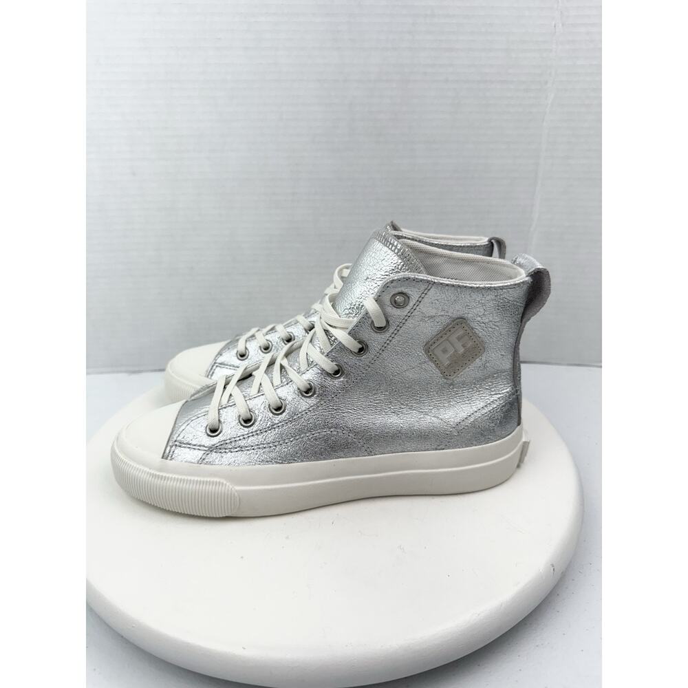 PF Flyers Womens Size 7 Hi-Tops Silver Metallic‎ Special Edition Sneakers Shoes